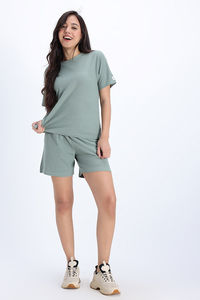 Zivame 2 Mile Fashion Knit Cotton Loungewear Set - Iceberg Green — thumbnail 3